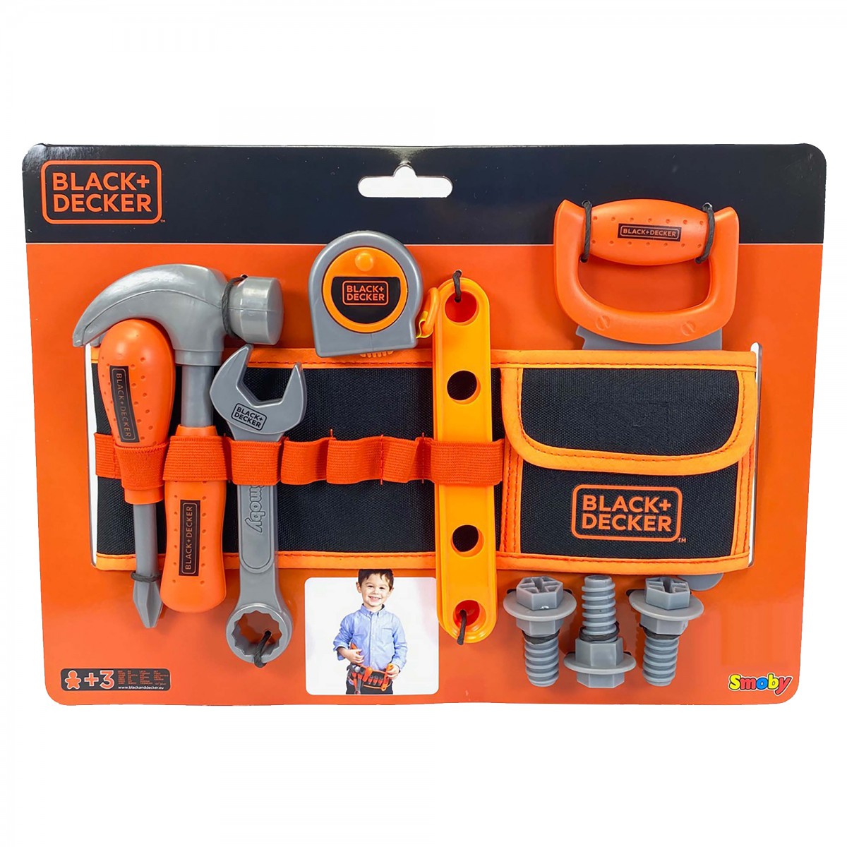 Black & Decker Junior 14 Piece Toy Tool Belt Set Kids Pretend Building  Playtime